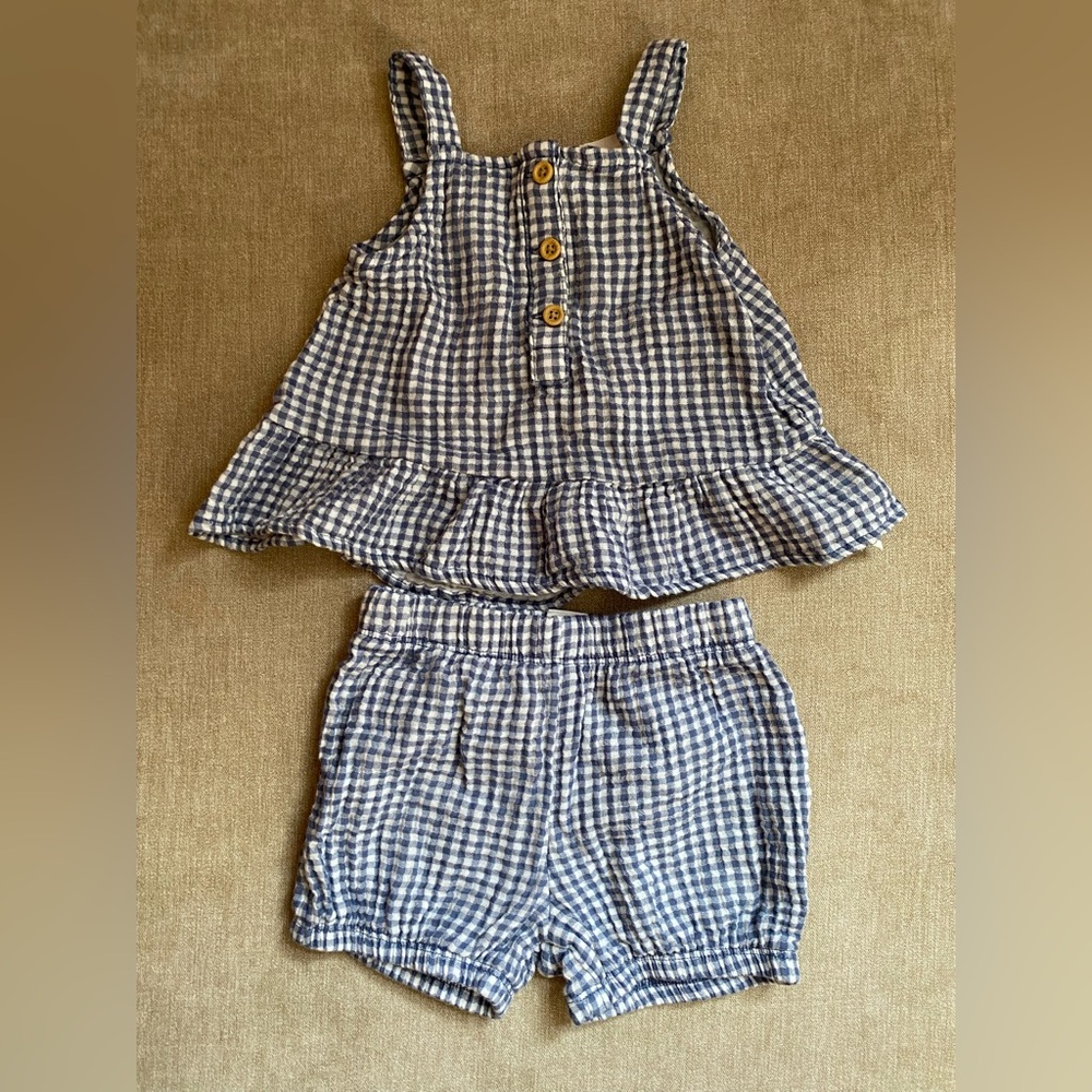 Little Planet Kids Blue Gingham Matching Set